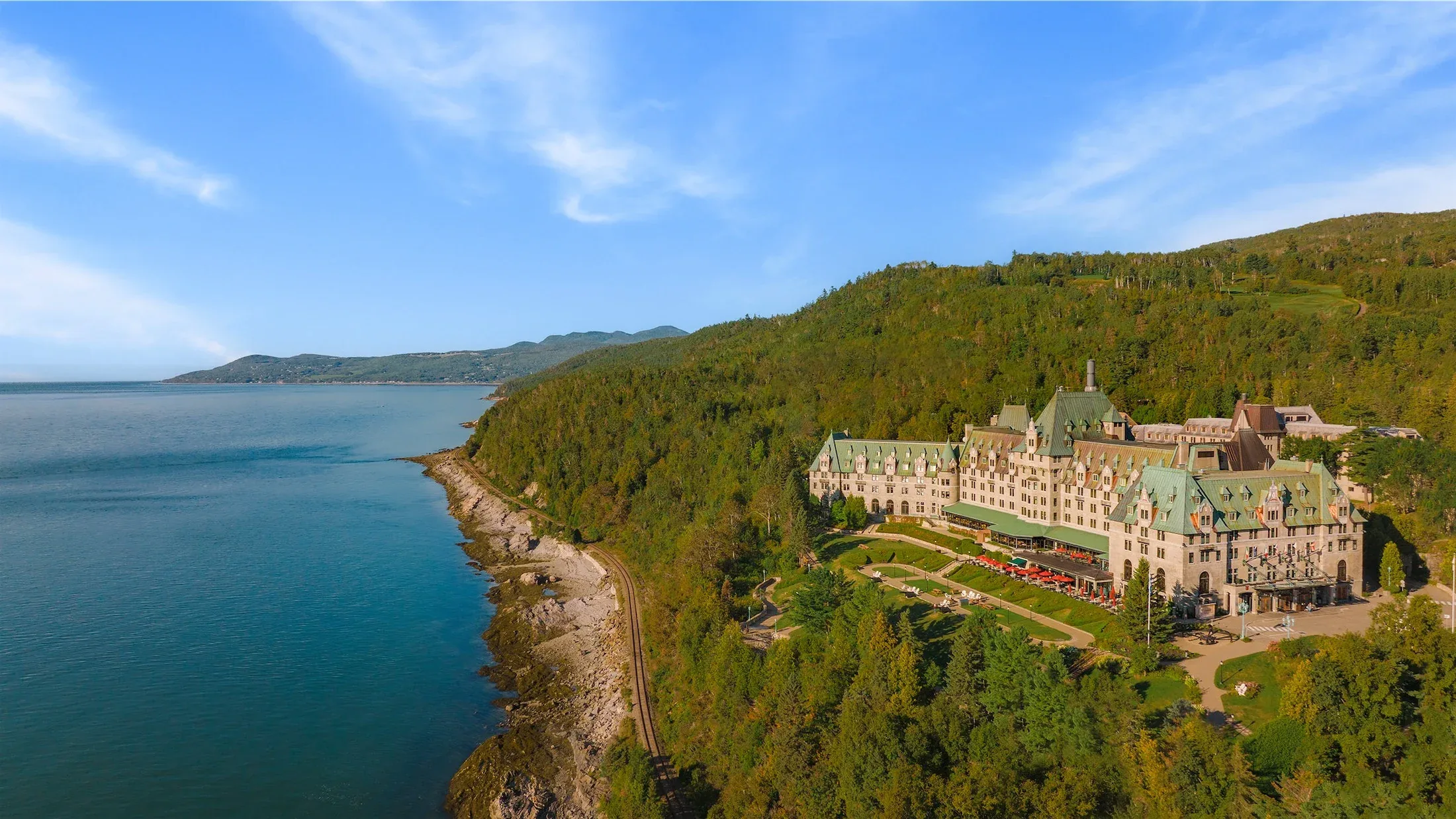 The grand Fairmont Le Manoir Richelieu above the St. Lawrence in Charlevoix